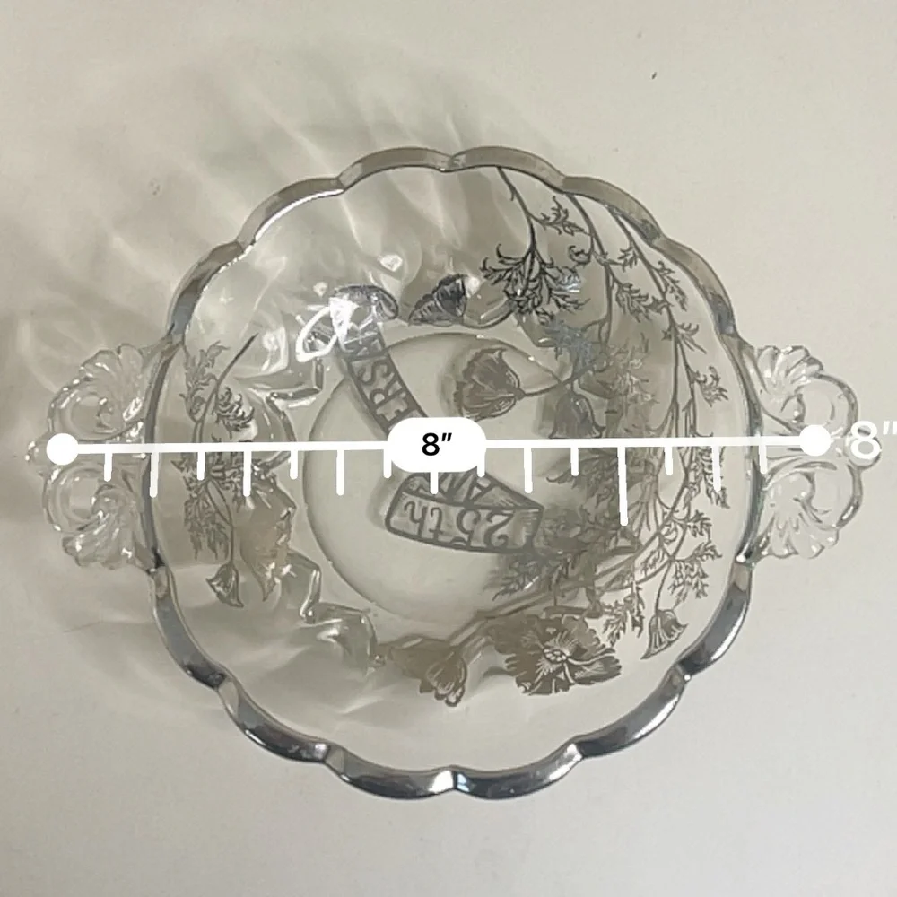 Vintage | 25th Anniversary Etched Glass Bowl with Handles